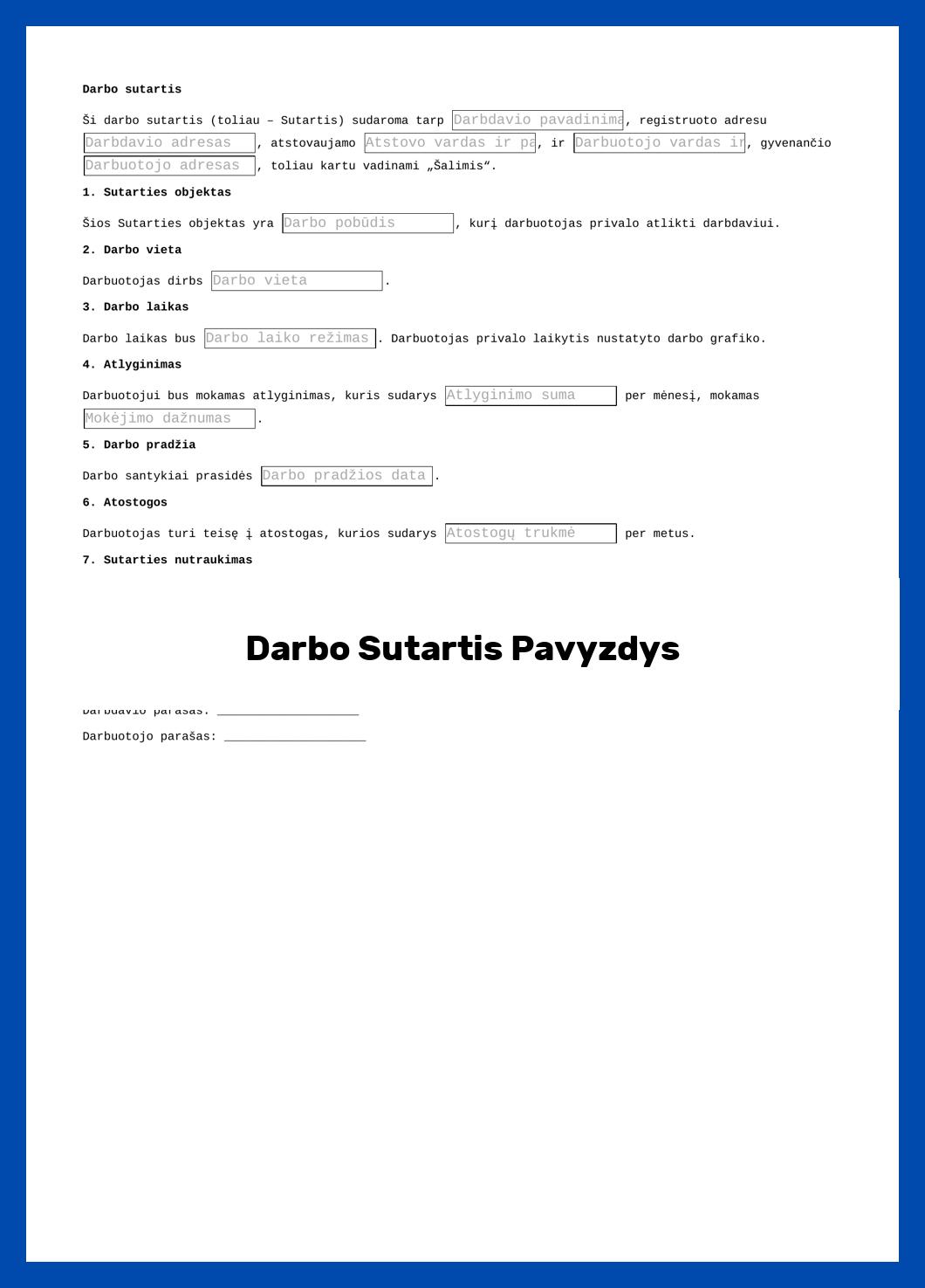 Darbo Sutartis Pavyzdys