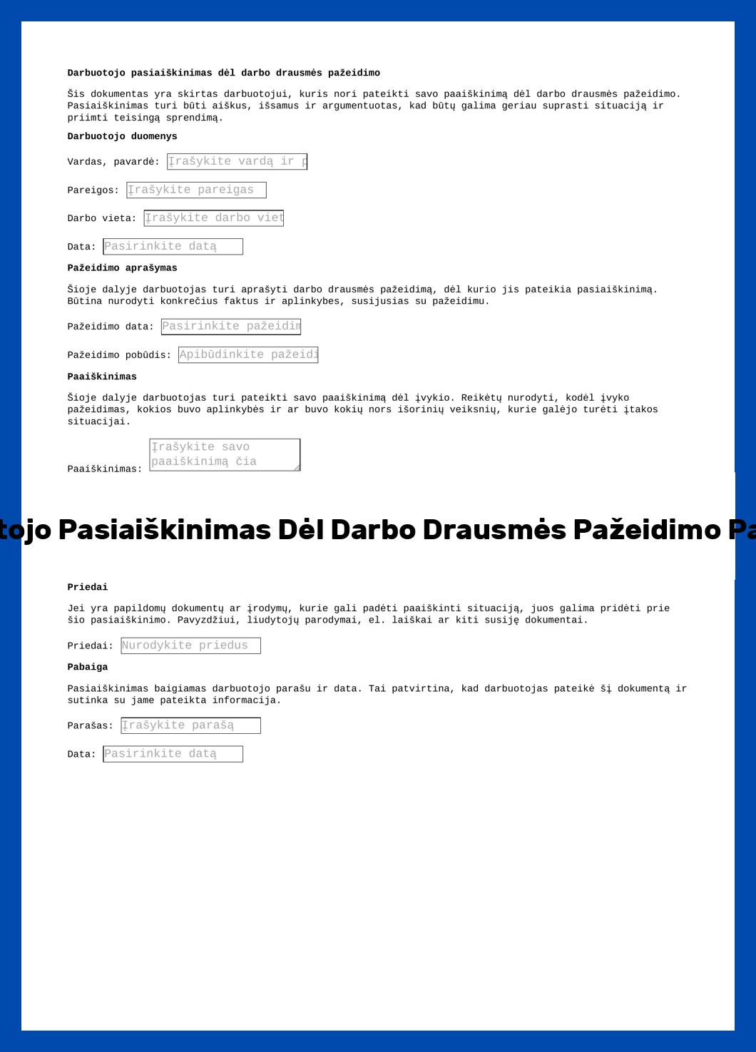 Darbuotojo Pasiaiškinimas Dėl Darbo Drausmės Pažeidimo Pavyzdys
