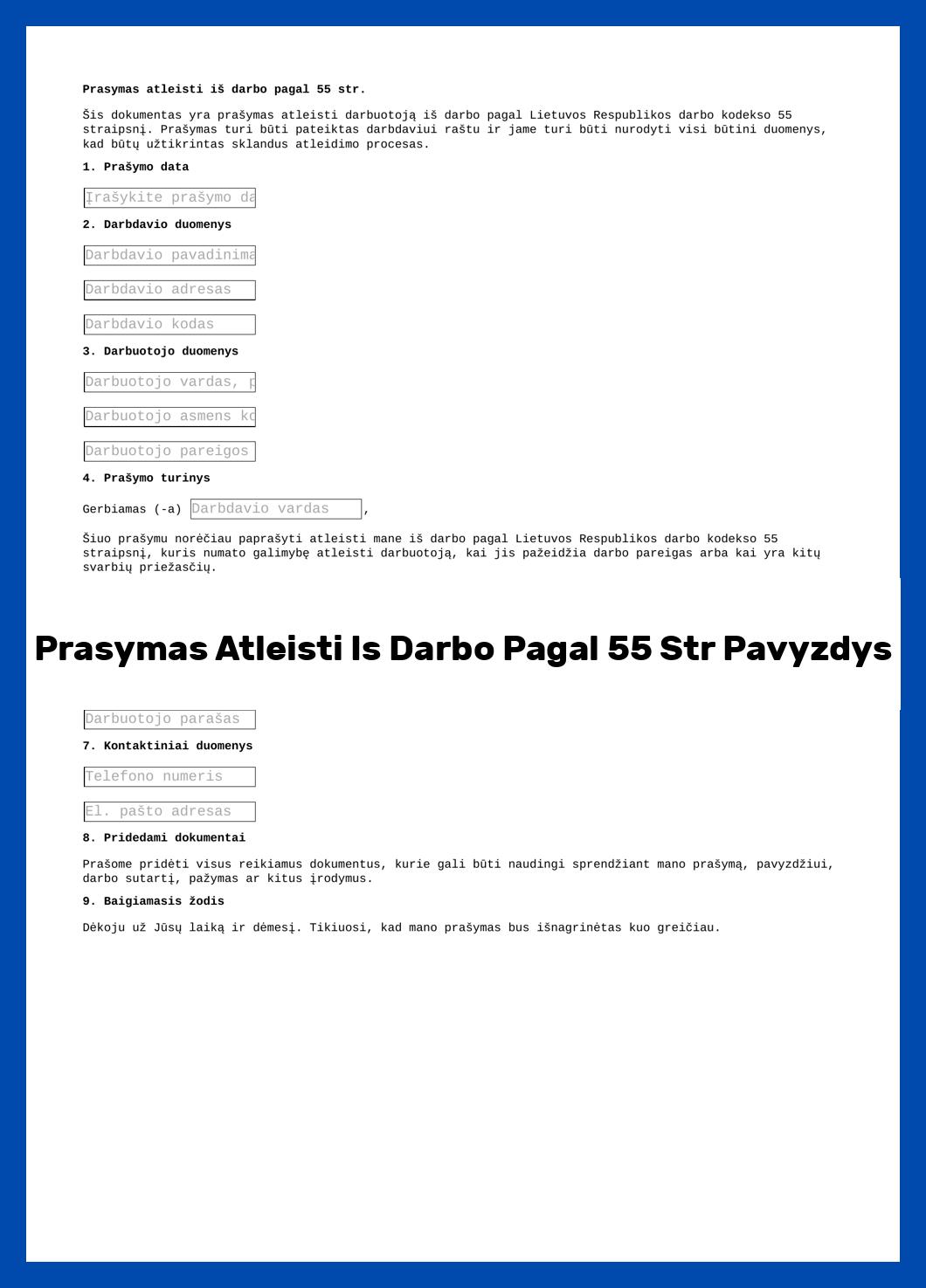 Prasymas Atleisti Is Darbo Pagal 55 Str Pavyzdys