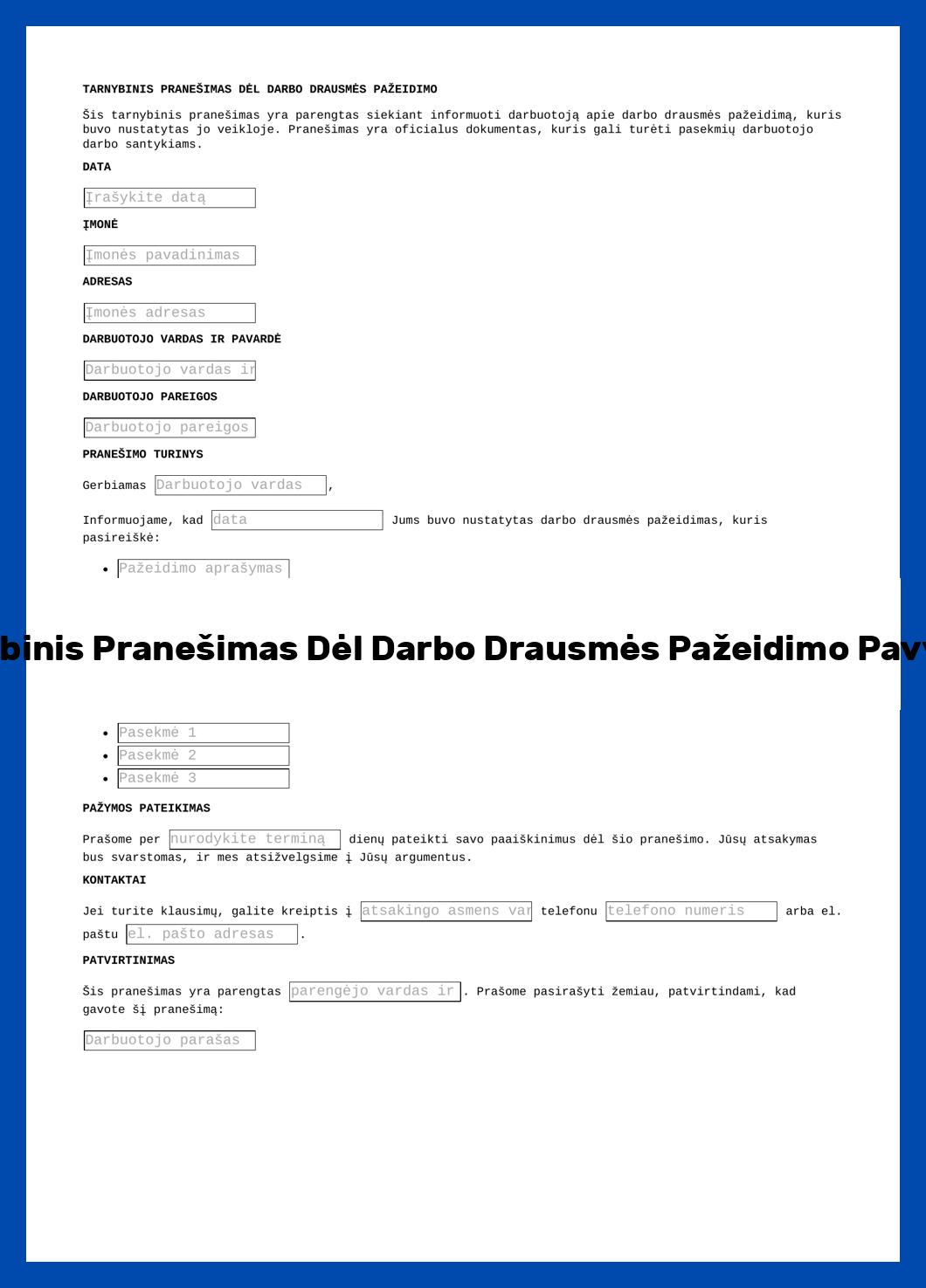 Tarnybinis Pranešimas Dėl Darbo Drausmės Pažeidimo Pavyzdys