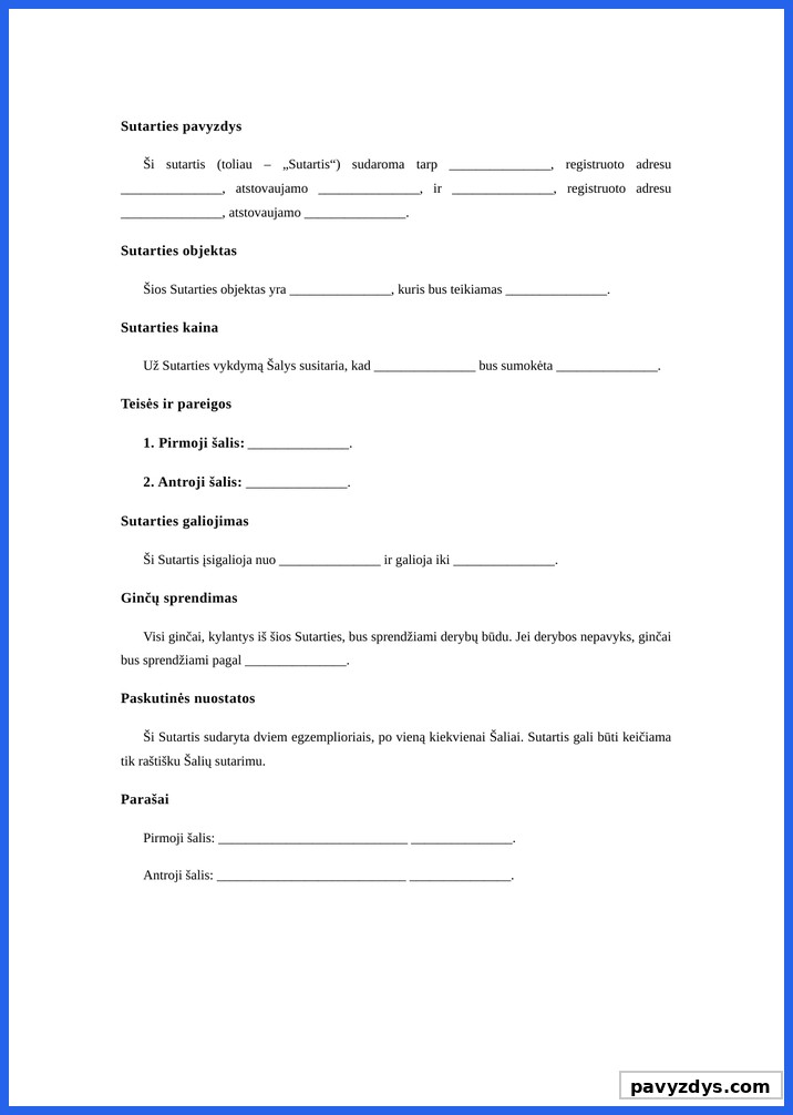 Sutartis Pavyzdys